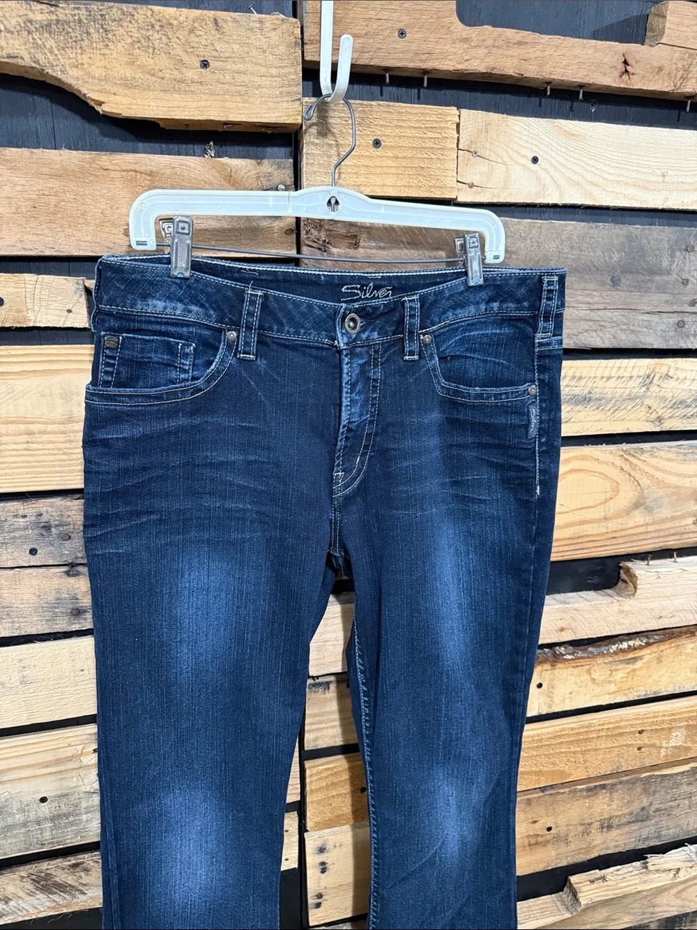 Silver Jeans Dark Wash Mid Rise Pioneer Flap Pocket Jeans Size 16/33